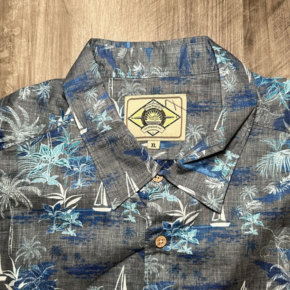 Scully Farthest Point Hawaiian Sailboats Short Sleeve Button Down Shirt - XL - Picture 6 of 6